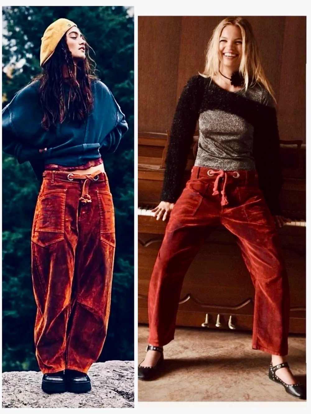Free People x We The Free Flocked Moxie Barrel Belted Jeans in Chili 🌶️